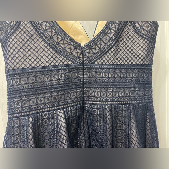 31-Dave & Johnny Dress Navy Blue Fairycore Flowy Formal Cocktail A-Line Sz 5 - 6 - Picture 9 of 13